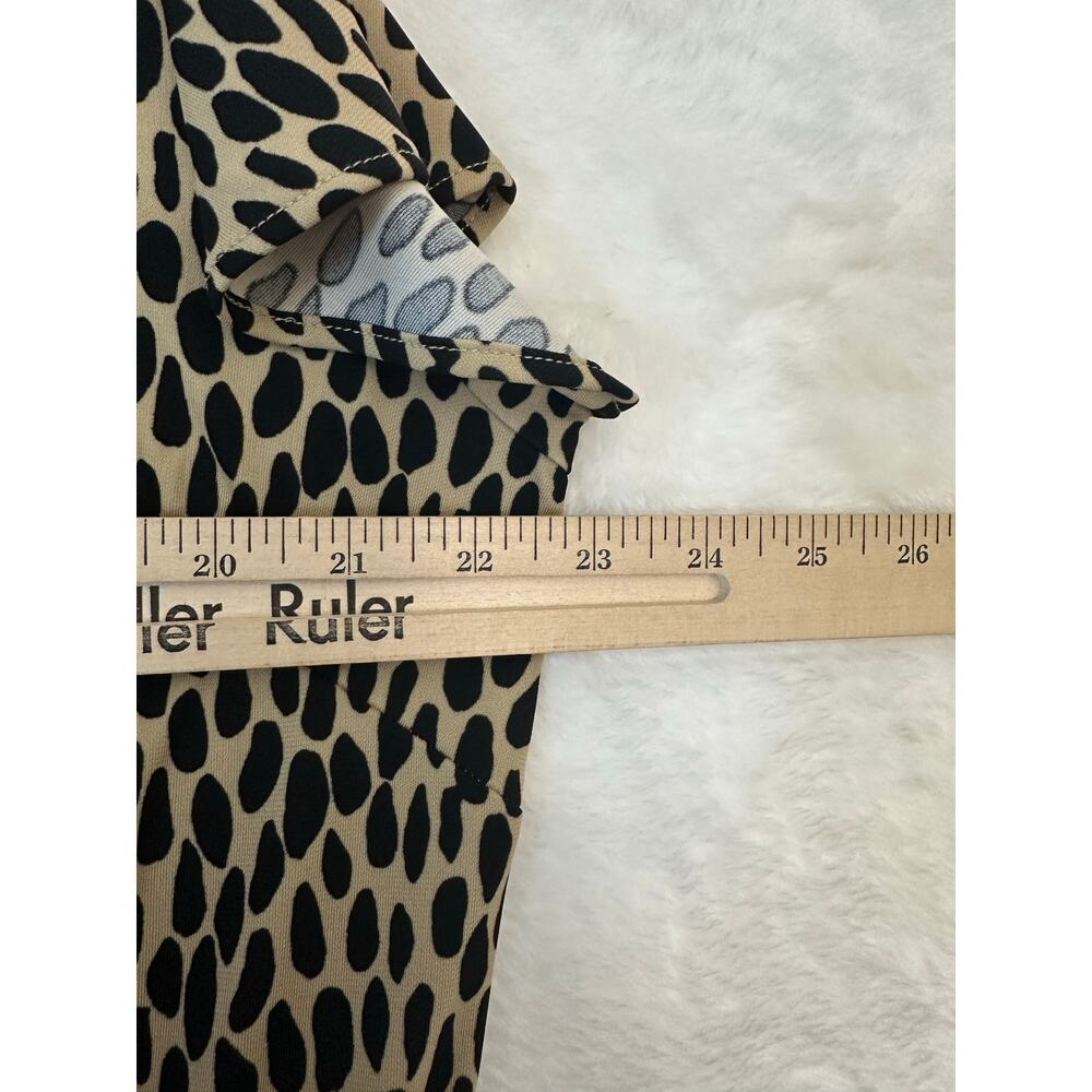 Talbots Tan Spotted Fit Flare Midi Dress XL Classy Office - Picture 4 of 7